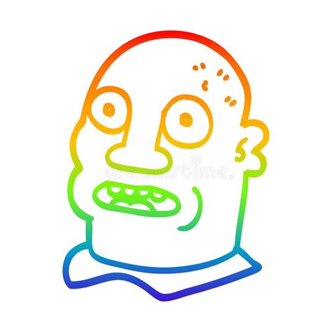 A Creative Rainbow Gradient Line Drawing Cartoon Head Man Stock Vector