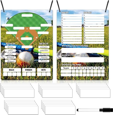 Copkim 9 X 12 Inch Magnetic Baseball Lineup Board For