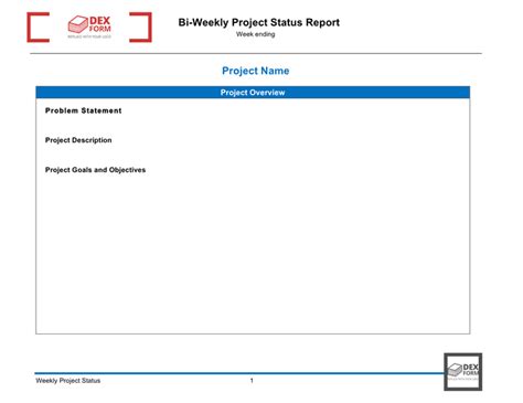 Bi Weekly Status Report Template In Word And Pdf Formats