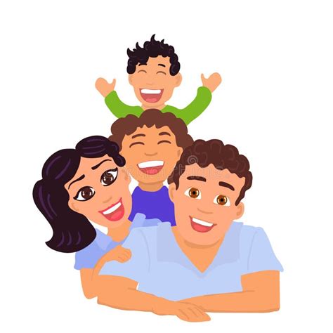 Papá Mamá Hija E Hijo Felices De La Familia Vector Ilustración Del