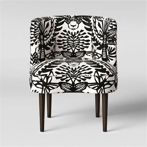 Clary Curved Back Black White Animal Accent Chair White Accent Chair