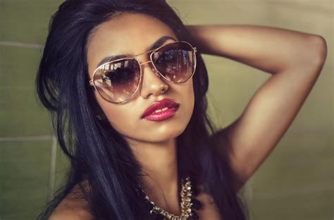 face black women model portrait long hair sunglasses glasses open mouth photography