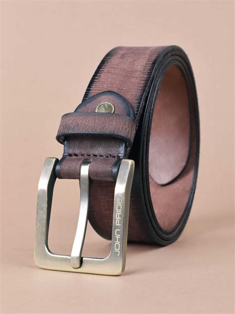 Coffee Rugged Look Leather Belt Plus Size Belts John Pride
