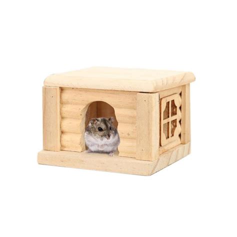 Durable Wooden Hamster Nest House Odorless Non Toxic Wooden Hut Castle