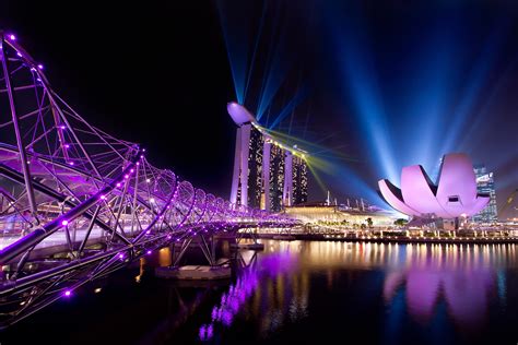 Singapore City Night Lights Wallpapers Hd Desktop And Mobile