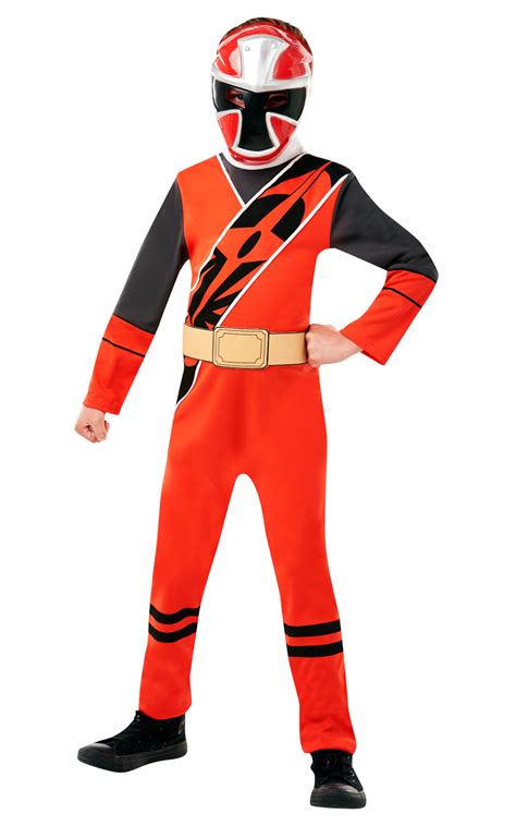 Boys Power Red Ranger Costume Kids Ninja Steel Fancy Dress Outfit Licensed
