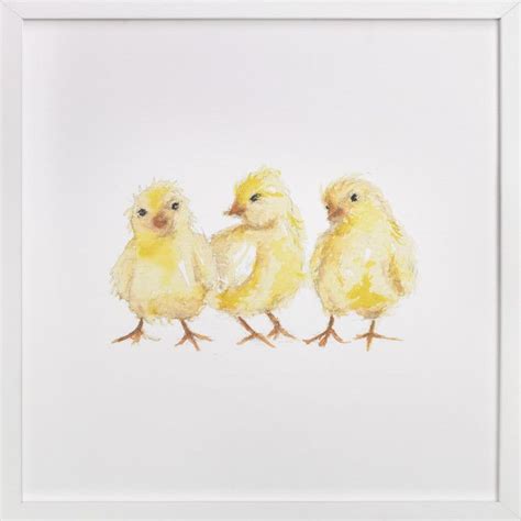 Baby Chicks Baby Chicks Watercolor Baby Shower Chicken Painting