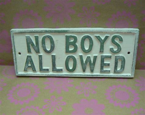 No Boys Allowed Sign Cast Iron Wall Plaque Painted Creamy Off Etsy