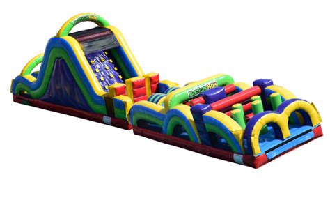 60 Ft Radical Run Slide And Obstacle Intents Inflatables