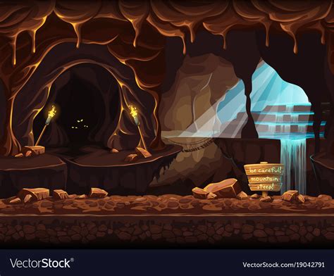 Fantasy Cave With A Sign And Stones Royalty Free Vector
