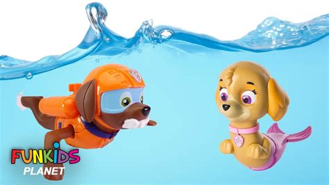 Paw Patrol Skye And Chase Scuba Dives With Zuma In Swimming Pool Youtube