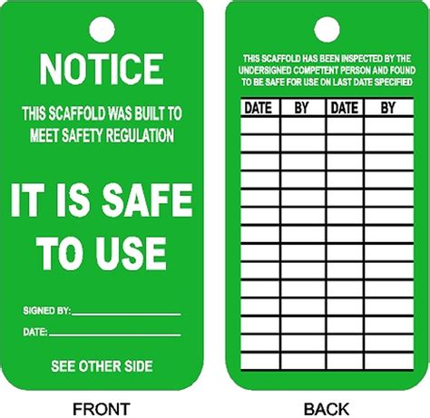 We offer best fall protection, rope access, harness and fall arrest inspection equipment tags crane service stickers, service labels, danger tags. Scaffold Inspection tag - SafetyKore.com