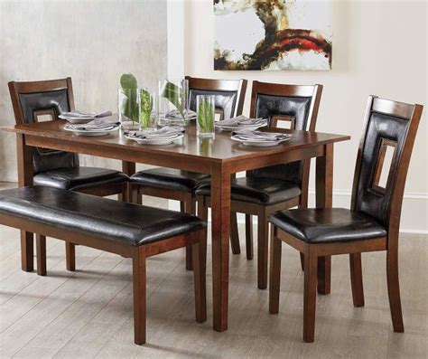 6 Piece Padded Dining Set With Bench Big Lots Dining Set With Bench