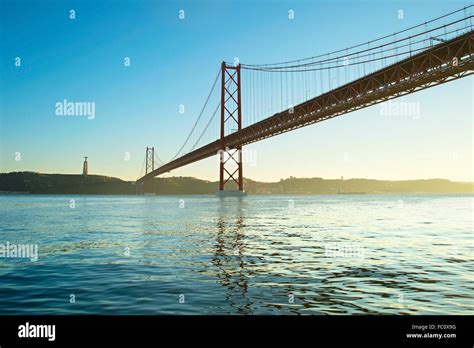 Red Lisbon Bridge Stock Photo Alamy