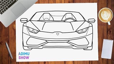 How To Draw A Lamborghini Huracan Easy Step By Step Tutorial Youtube
