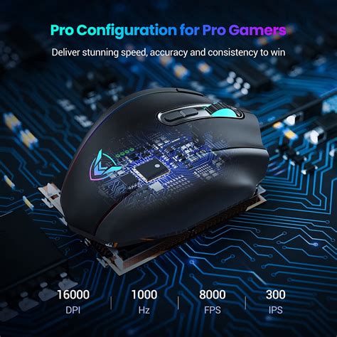 Pictek Rgb 16000dpi Gaming Mouse For Mmo Games 20 Programmable And Fire