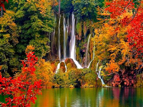 Fall Waterfall Winery Tours Autumn Landscape Plitvice Lakes