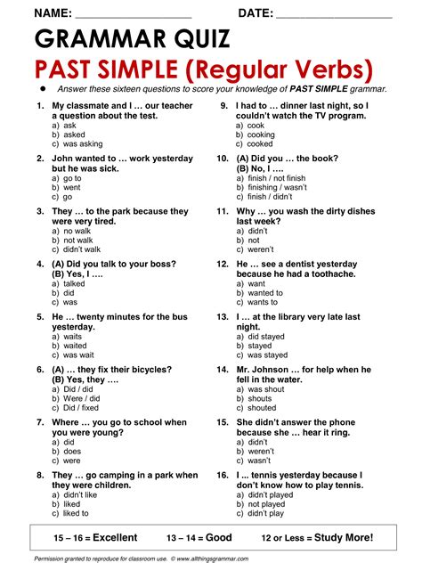 english grammar past simple with regular verbs only past simple