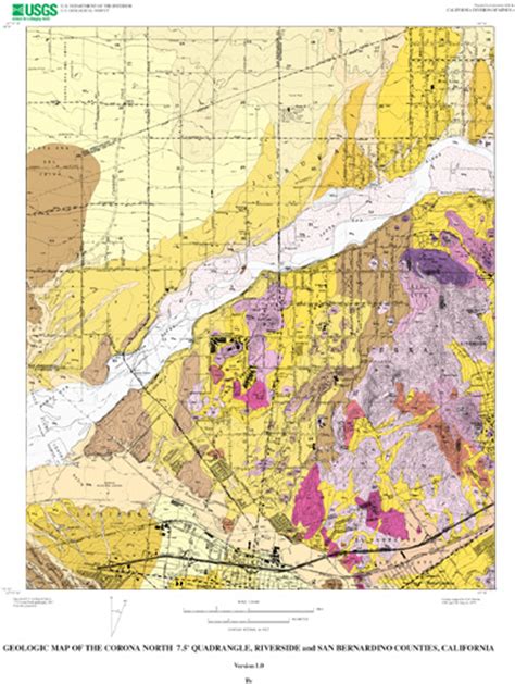 Geologic Map Of The Corona North 75 Quadrangle Riverside And San