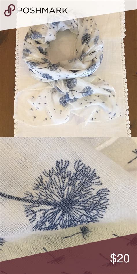 Dandelion Blue And White Scarf