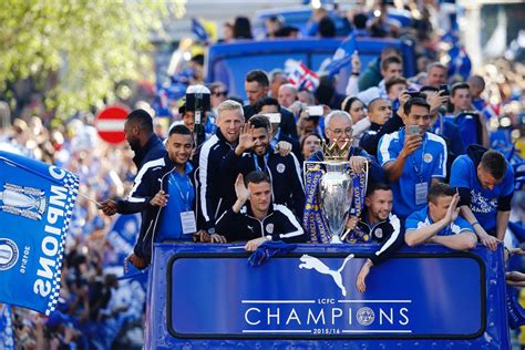 Leicester City Football Team Celebrates Premier League Win Photos Abc