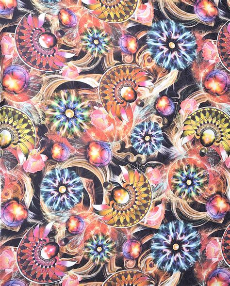 Multi Color Fabric With Self Weave And Digital Printed Flowers Exotic