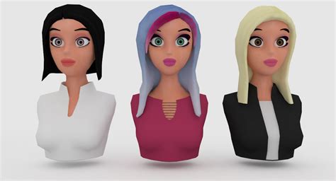 3d Model Nine Vr Female Character Avatars Vr Ar Low Poly Cgtrader