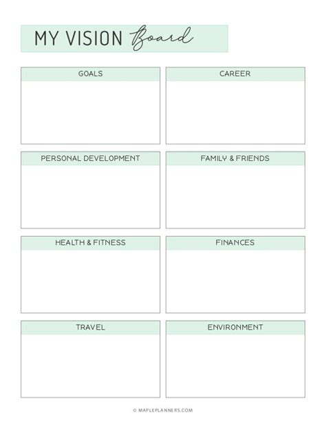 Free Printable Vision Board Template