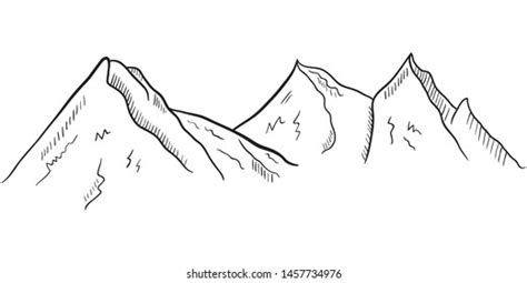 Hand Drawn Mountains Sketch Landscape Vector Stock Vector Royalty Free