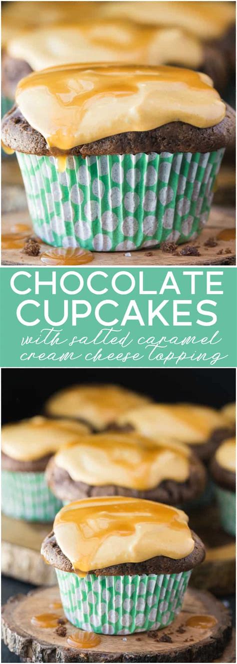 Chocolate Cupcakes With Salted Caramel Cream Cheese Topping Simply Stacie