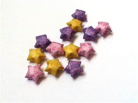 Items Similar To Origami Lucky Stars Musical Notes In Pink Yellow