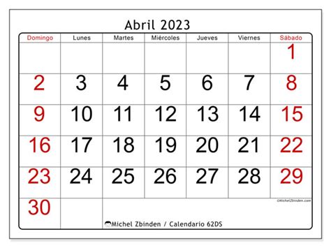 Calendario Abril De 2023 Para Imprimir “36ds” Michel Zbinden Cl