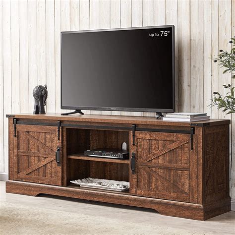 Buy Okd Farmhouse Tv Stand For 75 Inch Tv With Sliding Barn Door