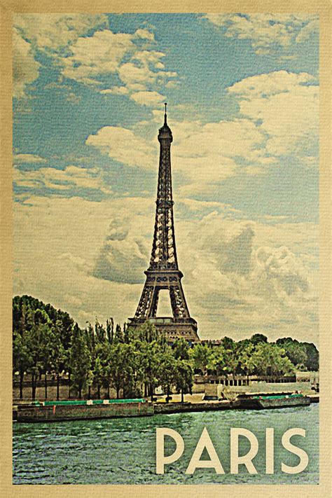Paris Vintage Travel Poster Eiffel Tower By Flo Karp Travel Posters Vintage Travel Posters
