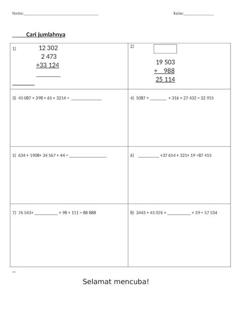 Doc Lembaran Kerja Math Y Nombor Bulat Dokumen Tips