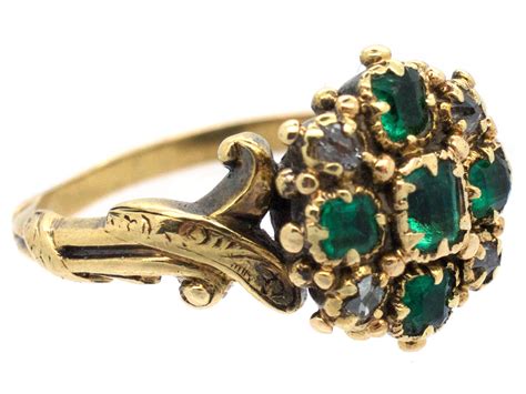 Georgian 18ct Gold Emerald Diamond Ring The Antique Jewellery Company
