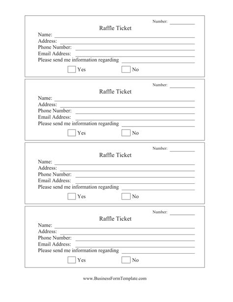 Raffle Ticket Template Black And White Download Printable Pdf