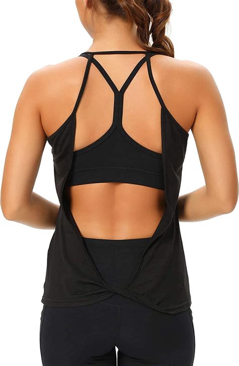 Women S Workout Tops Open Back Yoga Muscle Tank Tops Sexy Backless