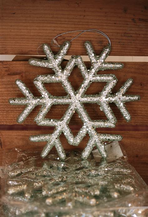 Silver Glitter Snowflake Ornament Medium The Weed Patch