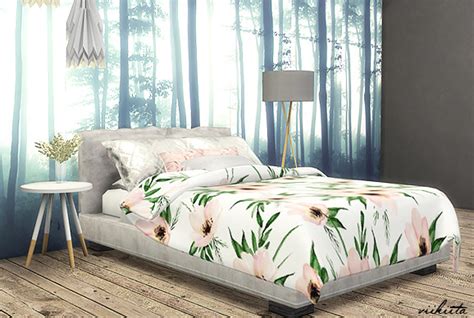 Sims 4 Cc Floral Pillows And Duvet Covers By Viikiitarar