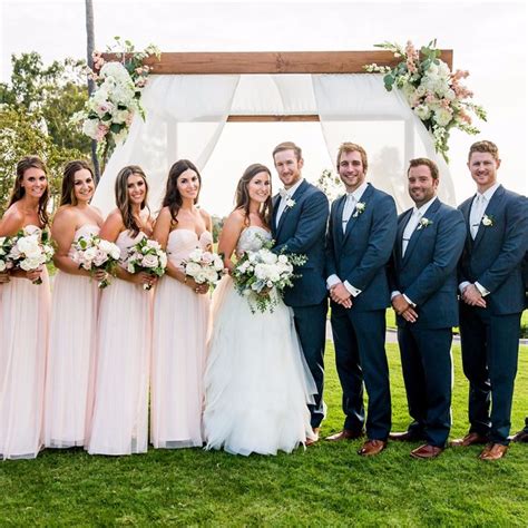 You Can Never Go Wrong With A Blush Pink And Navy Blue Wedding Party