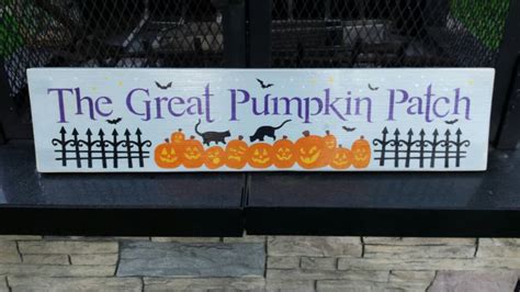 The Great Pumpkin Patch Wood Sign Halloween Sign Primitive Etsy
