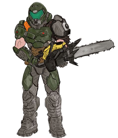 Sketch Doom Slayer With Good Ol Chainsaw By Alexzebol On Deviantart