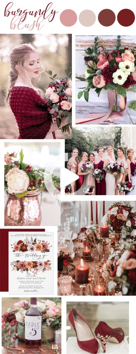 Blush Pink And Burgundy Wedding Color Palette Inspiration Gold And