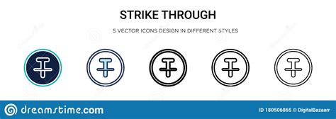 Strike Through Icon In Filled Thin Line Outline And Stroke Style