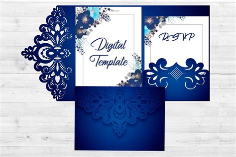 Lace wedding invitation template, Svg files for cricut (517152) | Card