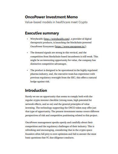 Investment Memo 14 Examples Format Pdf Examples