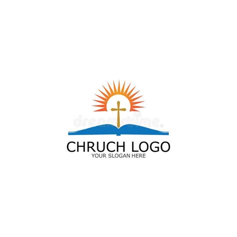 Igreja Do Logotipo Símbolo Cristão A Bíblia E A Cruz Do Vetor Critico