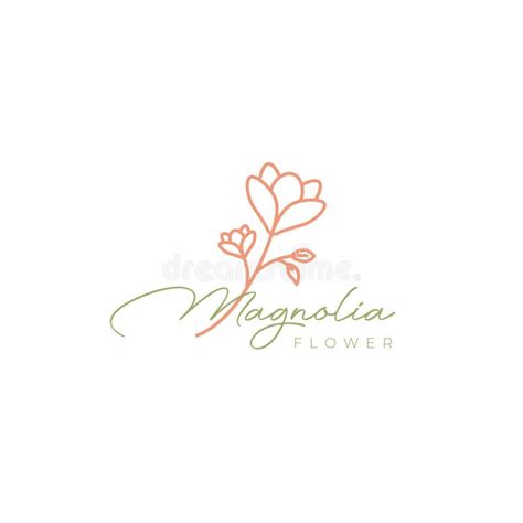 Feminine Magnolia Flowers Logo Design Stock Vector Illustration Of