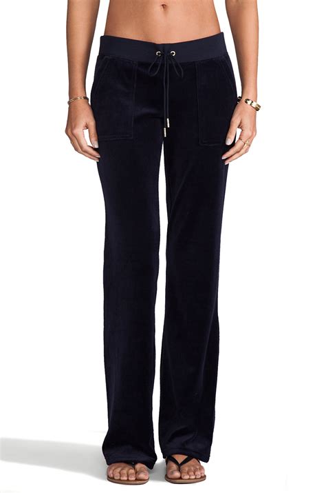 Juicy Couture J Bling Velour Bootcut Pant In Navy In Blue Lyst